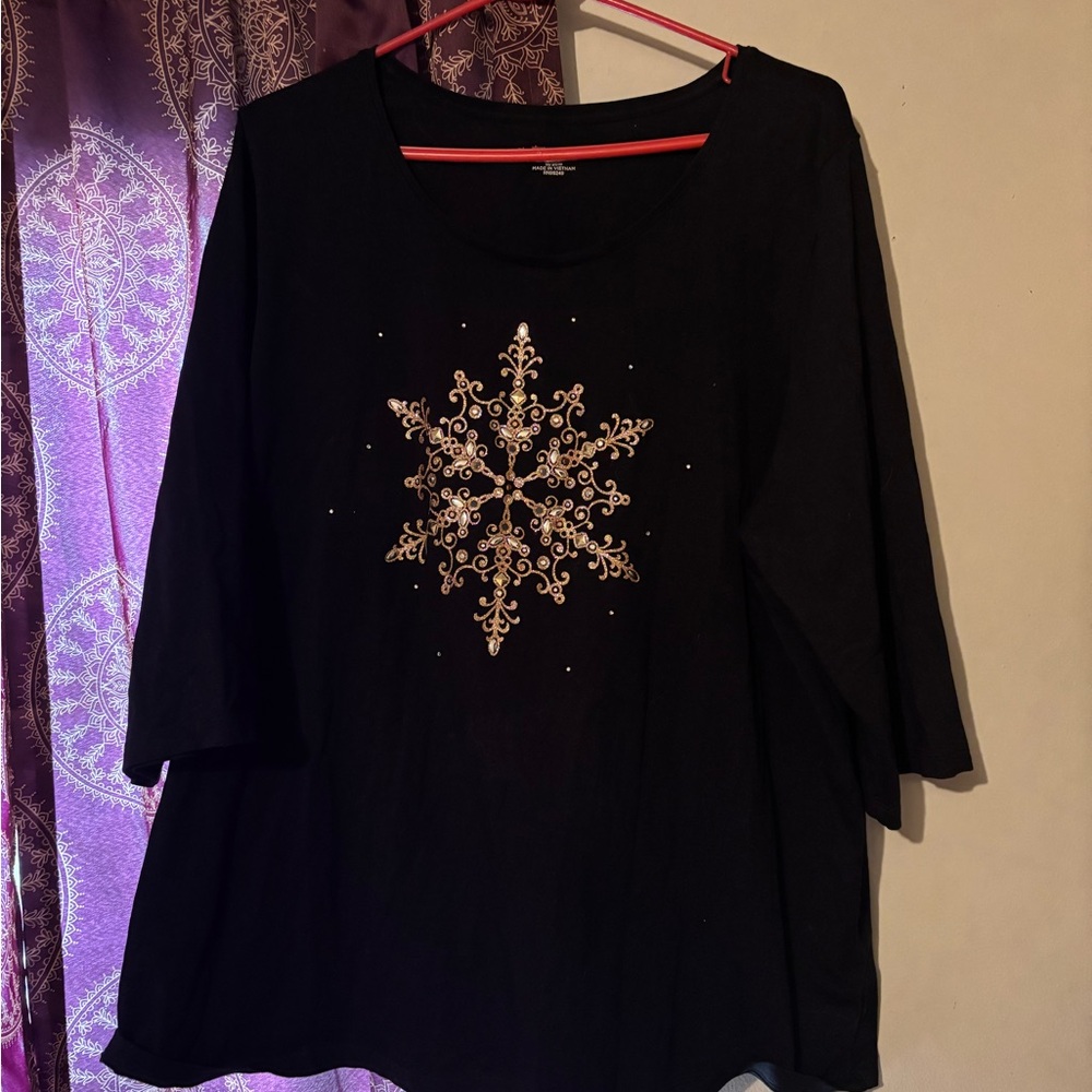 Cato Black Blouse with Gold Embellishment